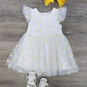 White Dress with Yellow Floral Design